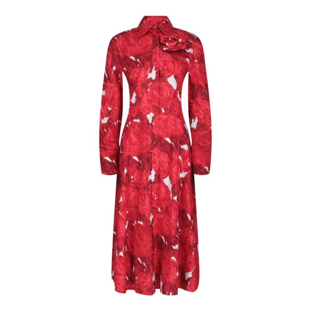 Valentino Rose Moire Midi Dress Multi Womens